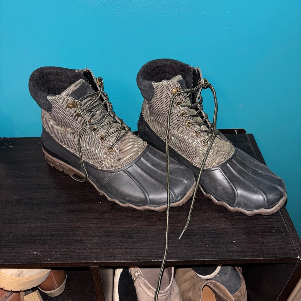 Men's Black and Brown Duck Boots